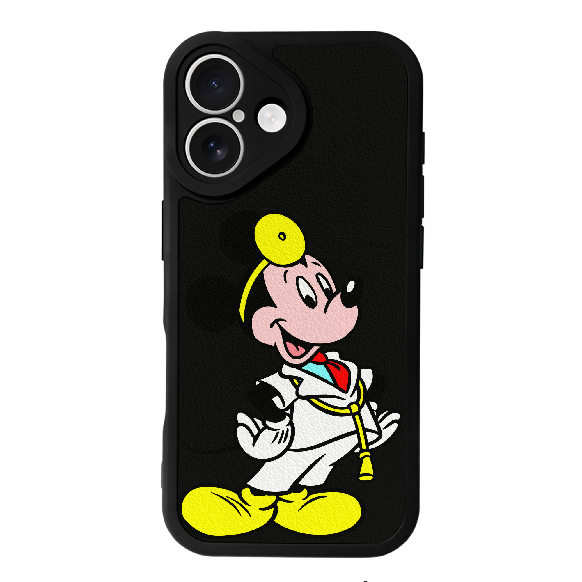 （画像用） ミッキーマウス Mickey Mouse 【iPhone 16シリーズ対応】シリコンスマホケース（レザー調） 材質：シリコン